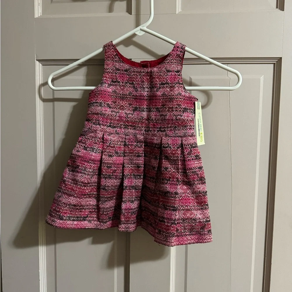 OSHKOSH GENUINE KIDS Red Pink Lined Brocade Dress Size 24 Months NWT